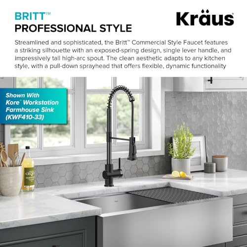 KRAUS Britt Commercial Style Pull-Down Single Handle Kitchen Faucet in Matte Black/Spot-Free Black Stainless Steel, KPF-1691MBSFSB - image 4