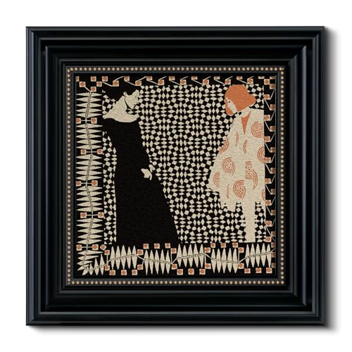 Vintage Framed 3D Textured Wall Art 16x16 Modern Vintage Geometric Silhouette Design, Sandstone Surface Abstract Retro Patterns Decorative Black Frame, Home Hallway Office Decor