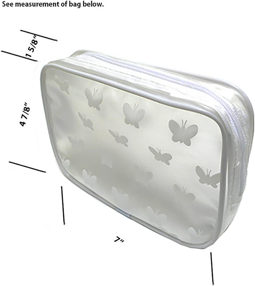 Dozen Pack 12 Count Butterfly Cosmetic Bags Make-Up Bags Bridal Favors Bags Semi Transparent PVC 32682-D