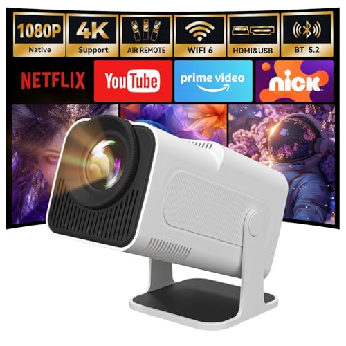 Image of HY320 Mini Projector, Native 1080P Full HD 4K Support Outdoor Portable Projector, Built-in Streaming Apps, WiFi and Bluetooth, Auto Keystone Projector Compatible with iOS/Android