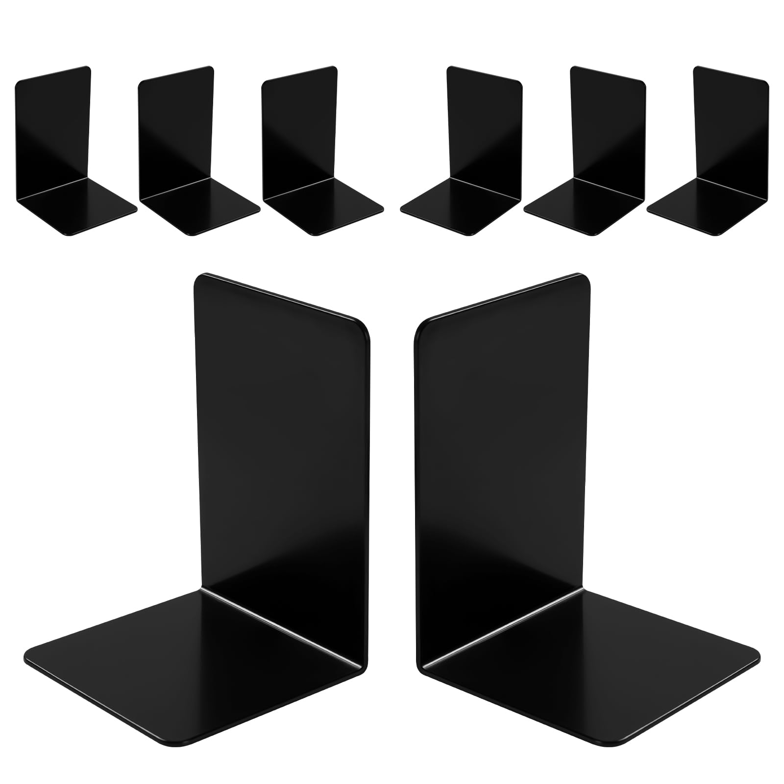 8 Piezas Sujetalibros Negros, Sujeta Libros Tamaño Grande y Reforzado – para Oficina, Escuela y Biblioteca, Sujetalibros Estanteria Minimalistas y Robustos