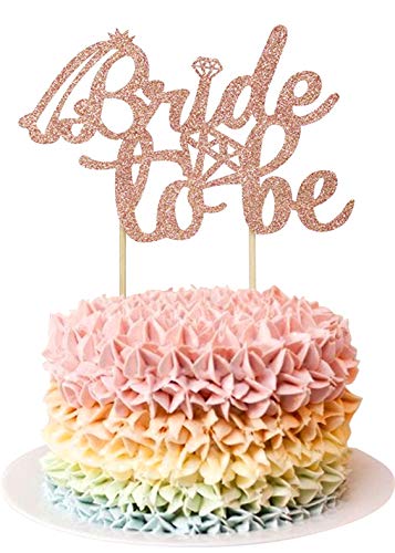 UNIMALLRose Gold Glittery Bride To Be Cake Topper for Bachelorette Party, Wedding, Bridal Shower Party, Engagement, Bachelorette Party Cake Decor Supply