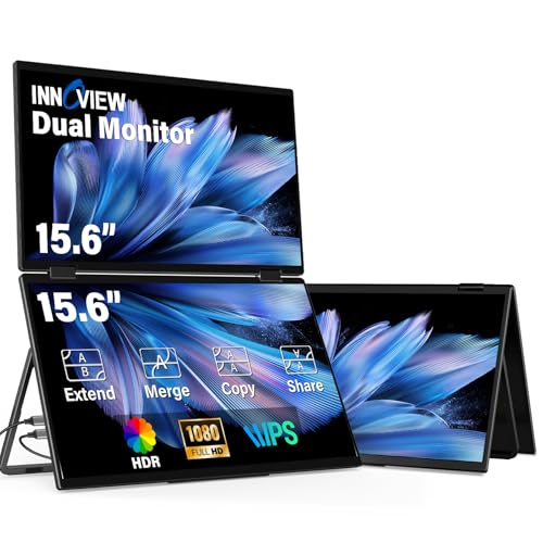InnoView Laptop Screen Extender 15.6' Dual Portable Monitor 1080P FHD Folding Triple Monitor HDMI...