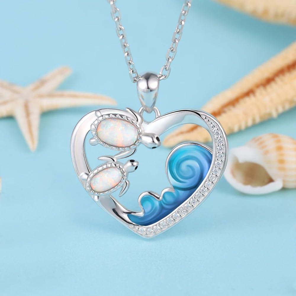 Collar de Tortuga de abulón de Plata de Ley 925 para Mujer, Gargantilla con Dije de Tortuga para Madre e Hija, Collar de Tortuga Hawaiana, Lindo Colgante de Tortuga de Animal del océano, Collar de