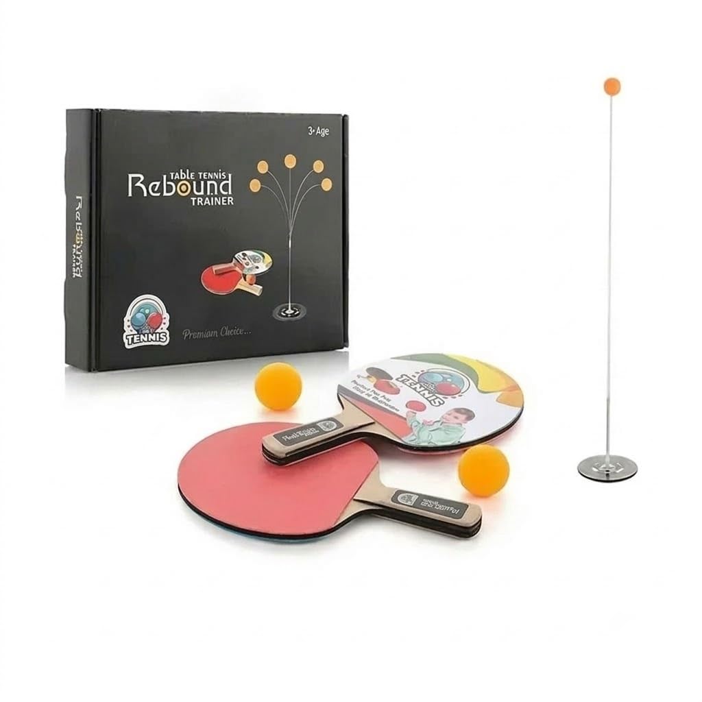 Table Tennis Rebound Trainer Set with Paddles and Balls – Adjustable Solo Ping Pong Practice Equipment for Kids & Adults-image-34