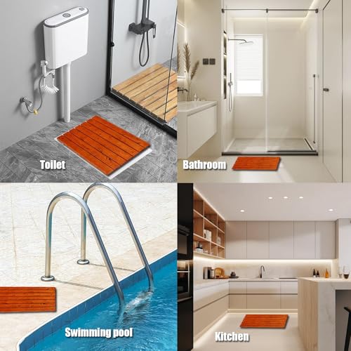 Alfombrilla de baño de madera antideslizante, tabla de pato para ducha y baño, accesorio natural para el hogar