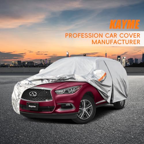 Image of Kayme 6 Layers SUV Car Cover Custom Fit for Infiniti QX60(2013-2025) Waterproof All Weather for Automobiles, Outdoor Full Cover Rain Sun UV Protection.Silver