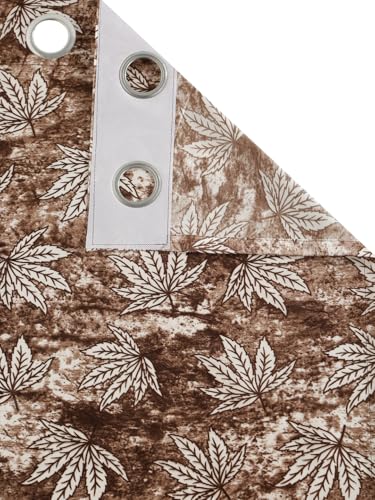 Image of Home Sizzler 2 Pieces Leaf Mist Grommet Eyelet Polyester Window Curtains - 5 Feet, Chocolate Brown