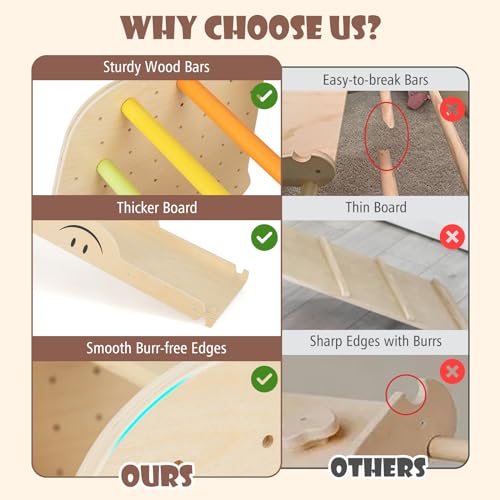 HONEY JOY Climbing Toys for Toddlers, 6 in 1 Wooden Triangle Set, Double Side Ramp & Climber, Seesaw, Step Stool, 2-Piece Learning Indoor Montessori Climbing Ladder Gym for Kids Boys Girls - Image 5