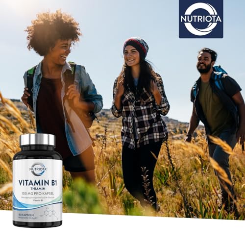 Vitamin B1 (Thiamin) Hochdosiert 100 mg Kapseln – 180 Kapseln - Veganfreundlich – Von Nutriota
