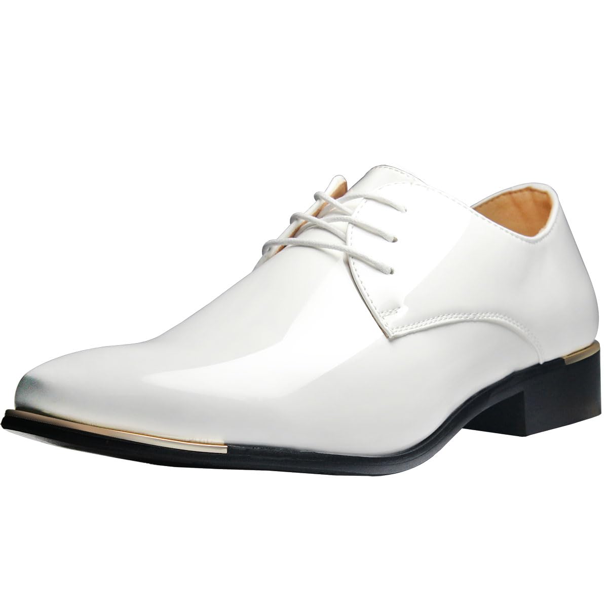 Derby Chaussures de Ville à Lacets Cuir Vernis Homme Oxford | Bout Pointu Business Mariage Noir Rouge Blanc 38-48