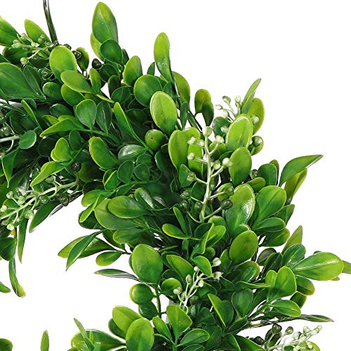 Lskytop 4 Pack Boxwood Wreath Round Wreath Artificial Wreath Green Leaves Wreath Door Wall Window Decoration,12Inch/Pc #TOP2