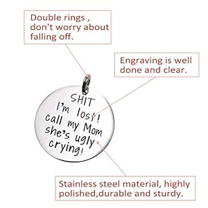 Funny Pet Tag, Funny Dog Tag, Stainless Steel Pet Tags, Dog Collar Tag, Pet Tags, Dog Collar Tag, Sht I’m Lost My Mom Is Ugly Crying Dog Tag