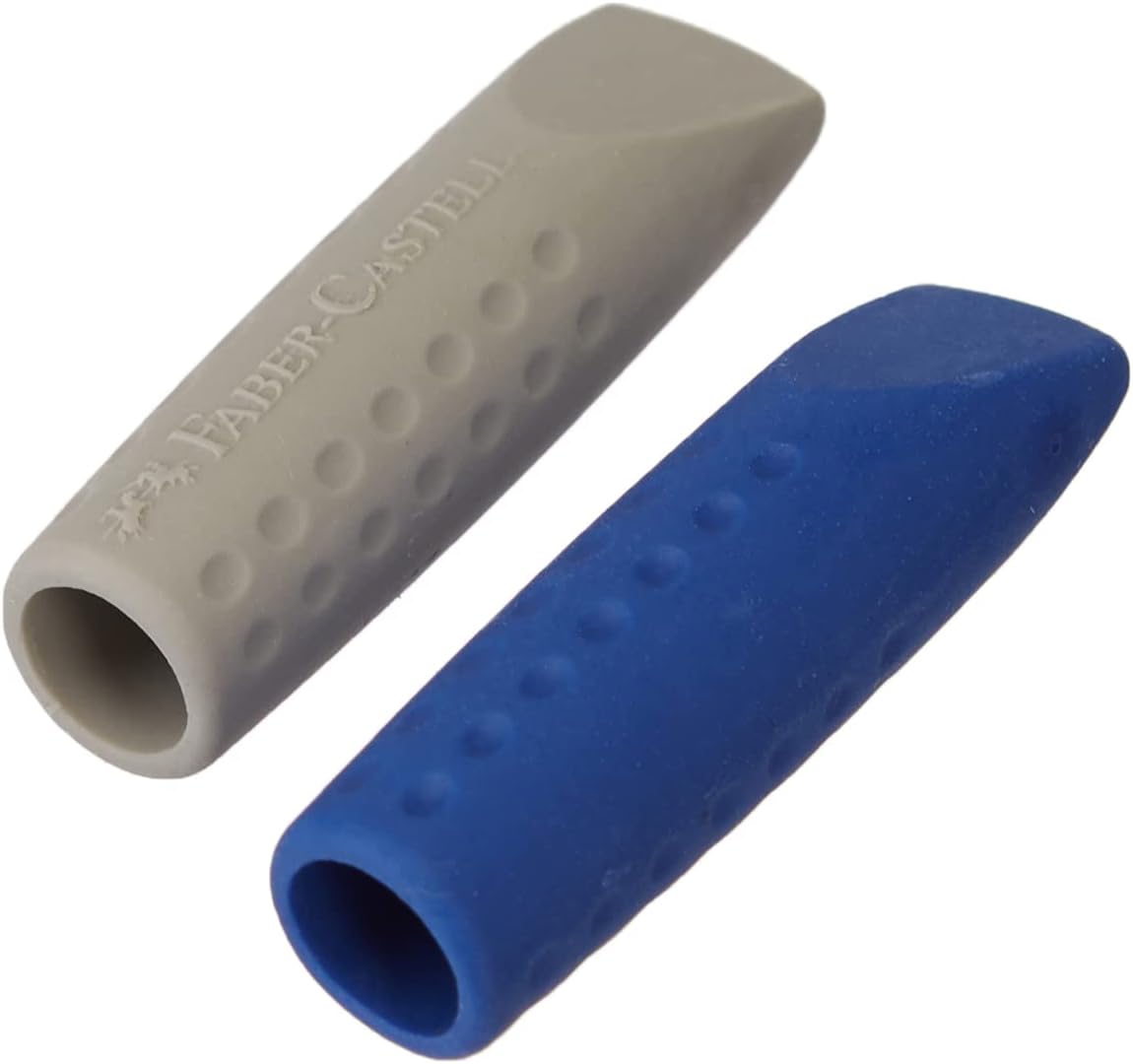Faber-Castell Eraser Cap 2001 Twin Pack (2 Pieces = 1 Bag) red/Grey or Blue/Grey Assorted