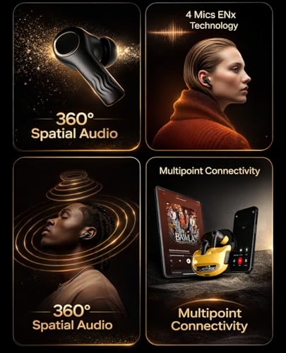 Image of CRYSTA Gaming TWS Earbuds - Ultra Low Latency 40ms, Bluetooth v5.49+ENC for Clear Calling, 50Hrs Playtime, Bass Boosted, Premium Wireless Headphone, Touch Control, IPX4 & Voice Assistance. BLACK