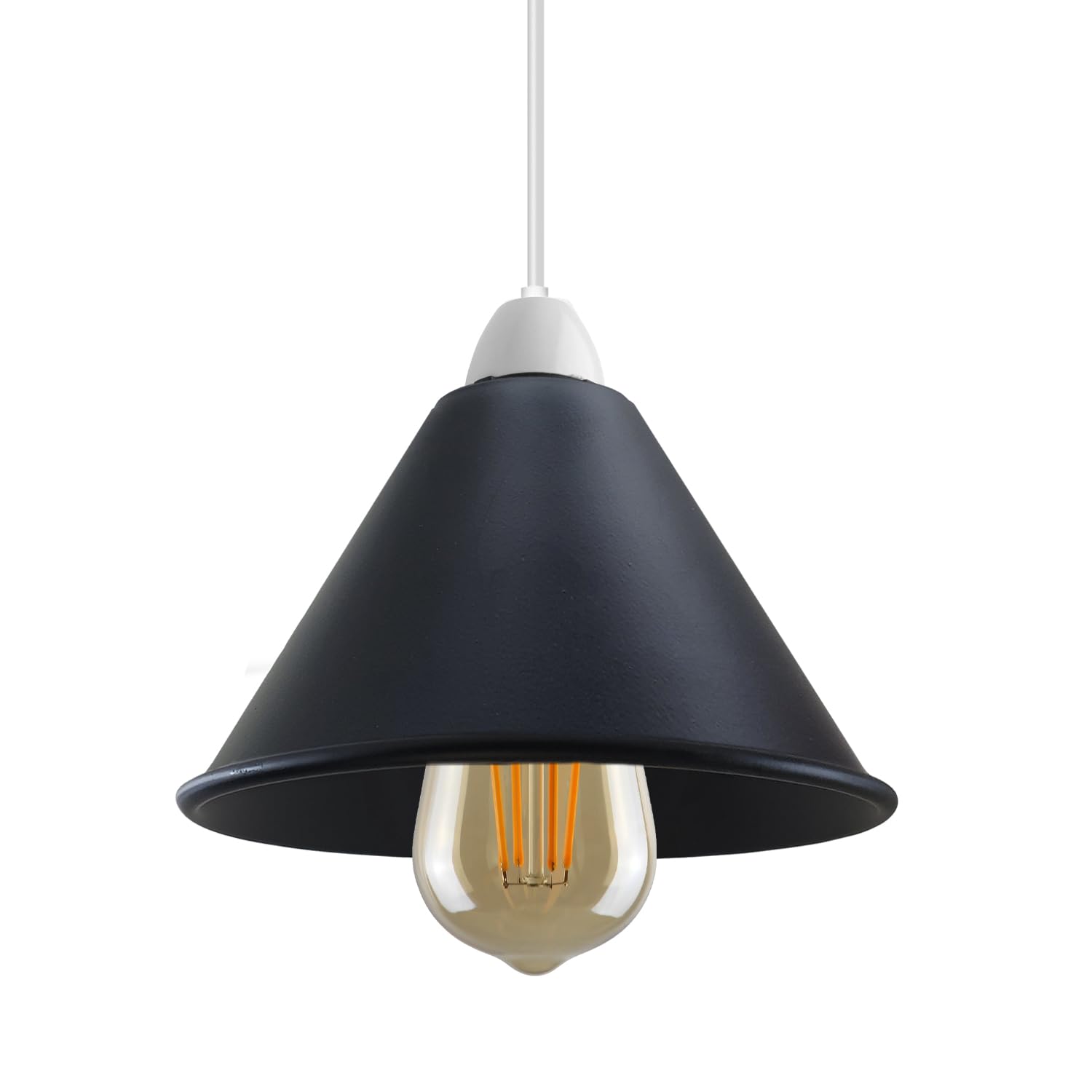 Ledsone Cone 18Cm-Black Industrial Retro Kitchen Vintage Metal Loft Bar Hanging Chandelier Lighting Rustic Pendant Lamp Shade (Cone 18Cm-Black)