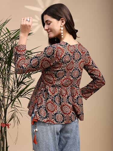 Image of Youthnic Women's Poly Rayon Printed Alia Cut Peplum Top | Top for Office | Women's Tunics | Short Kurti Women| Regular Fit