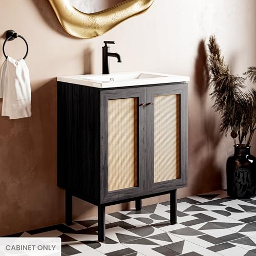 Image of Swiss Madison Classe 24 inch Bathroom Vanity in Black Cabinet Only Bath Sink Cabinet Sink Included