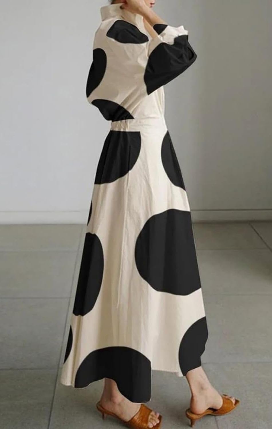 Women's Stand-Up Collar Cotton Breathable Dress Summer Ankle Length Shift Dress Side Pockets Simple Maxi Dress - Image 2