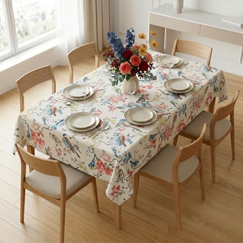 Image of BSB HOME 300 TC Table Cover for 6 Seater Dining Table, Premium Soft Washable Wrinkle & Fade Resistant Table Cloth for Home Kitchen Dining Room Decor, 90 x 60 Inches (228 x 152 cm) - Alabaster Cream
