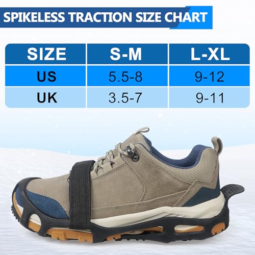 Spikeless Ice Cleats, Outdoor Indoor Snow Cleats Anti Slip Roofing Shoes, Slip on Shoe Grips Rubber Tread Overshoes for Slick Wet Slippery Surfaces, Large-X-Large - Thumbnail 5