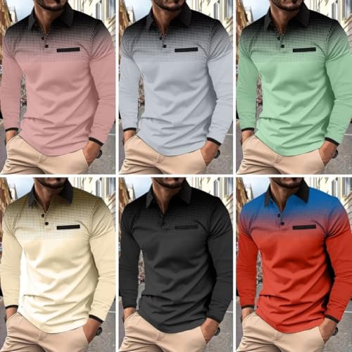 DEEX Men's Polo Shirts Long Sleeve Casual Fashion Polo Tee Shirts Color Block Slim Fit Golf Polo Shirt with Pocket - Image 5