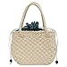 Borsa a Mano in Paglia Intrecciata Borsa Cestino Paglia Casual Vintage Borsa da Spiaggia Paglia Estiva Borsa Paglia Mare Borsa Shopping Donna (Beige)