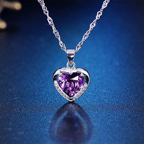 Sterling Silver 8mm Heart Shape Crystal with Cubic Zirconia Pendant Necklace4