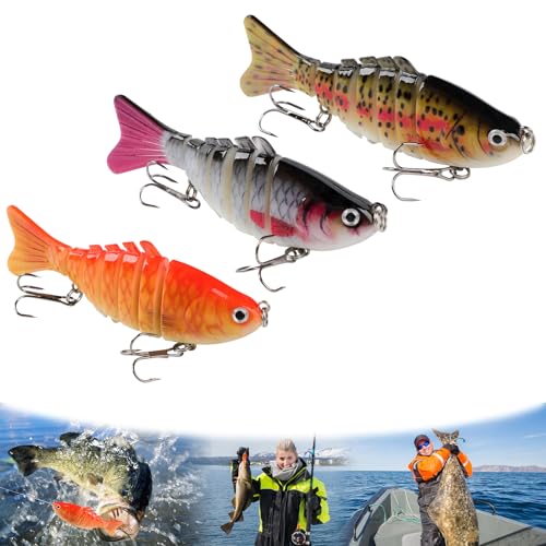 3PC Robotic Fishing Lure, 3D Swimming Bait for Freshwater & Saltwater, Fishing Gear Attracts Fishing Lures Walleye Trout Bass for Beginners, Amateurs and Professionals,Lifelike Fishing Lures