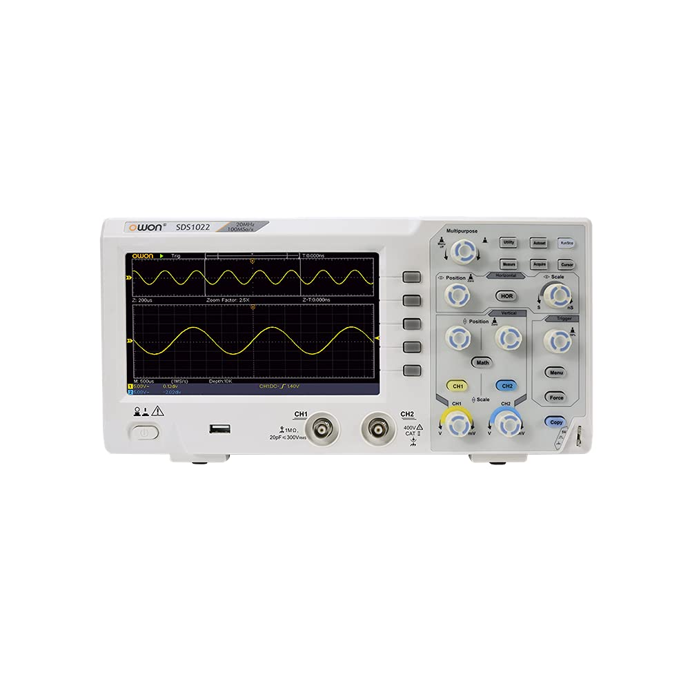 Owon SDS1022 1GS/s 100MHz Osciloscopio Bench portable Oscilloscope 2CH Oscillometer 7 inch Storage Oscilloscope