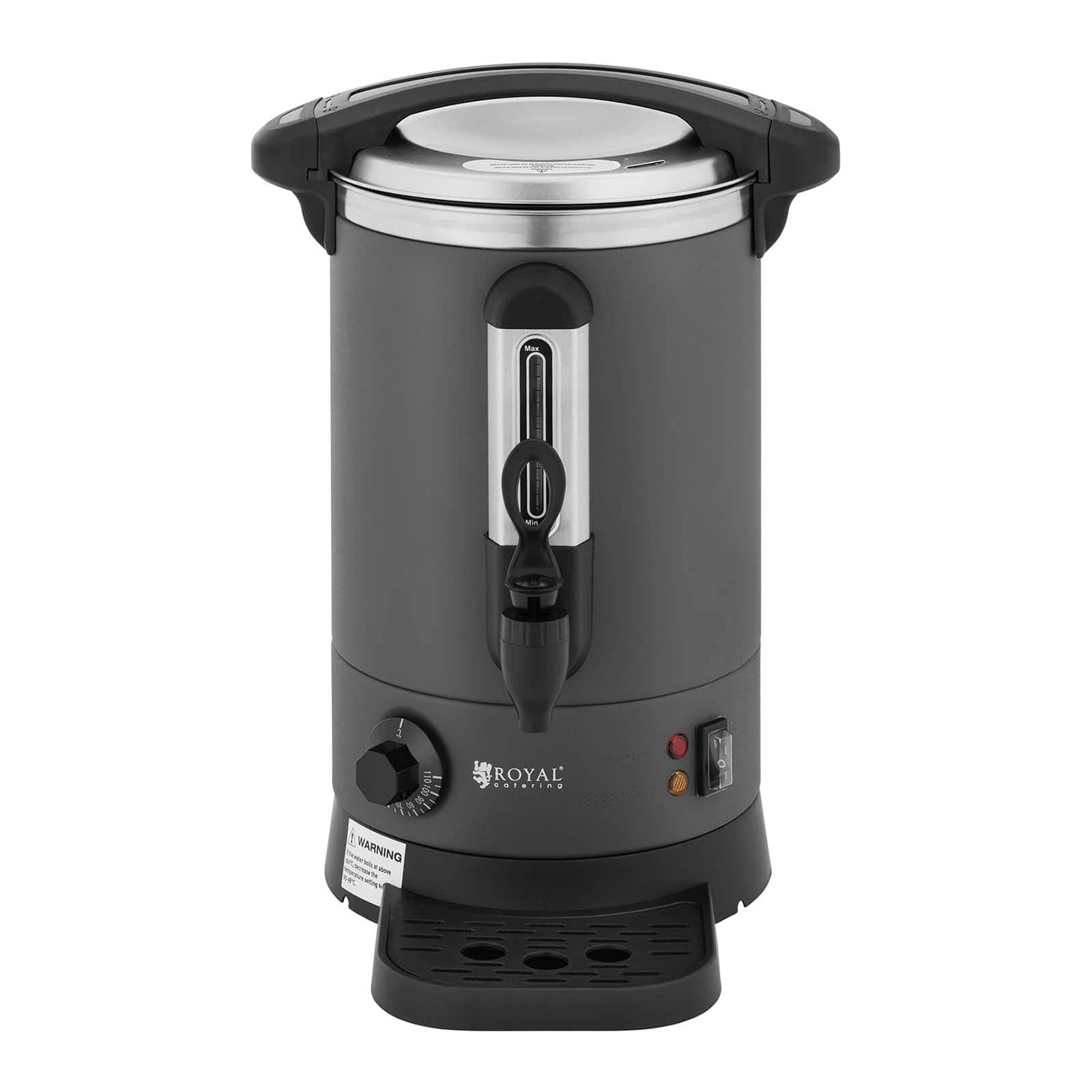 Royal Catering RC-WBDWC6G Hervidor de agua 6,1 L 1500 W Bandeja de goteo Hervidor de agua Acero Inoxidable Hervidor de Agua Caliente Dispensador de bebidas calientes
