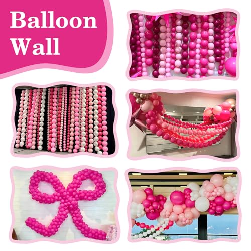Image of Hot Pink Link Balloons,120Pcs 6Inch Hot Pink Latex Linking Balloons for Birthday Baby Shower Wedding Anniversary Party Decorations