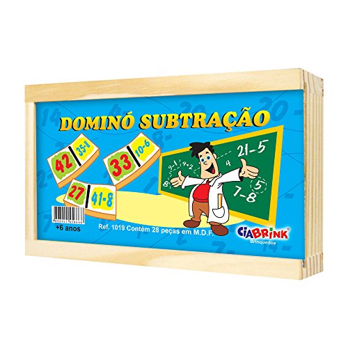 Dominó Subtração em Madeira 28 Peças a Partir de 4 Anos Embalagem em Caixa Madeira Ciabrink