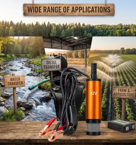 Image of ROBOWAY DC 12V Electric Submersible Water Pump with Metal Body, Portable Diesel Fuel Transfer Pump, Battery Operated Pump with ON /Off Switch for Water, Diesel & Kerosene, (Pack of 1)