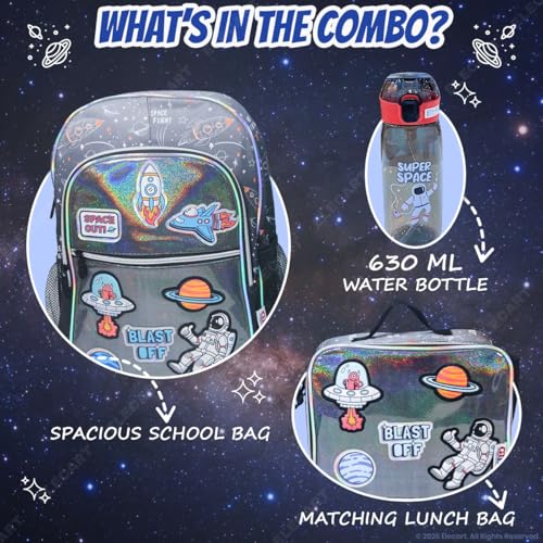 Image of School Bag Combo Set for Girls - 3 in 1 Back to School Hamper with Backpack, Lunch Bag,& Water Bottle Complete School Essentials Gift Set for Kids (Astronaut)