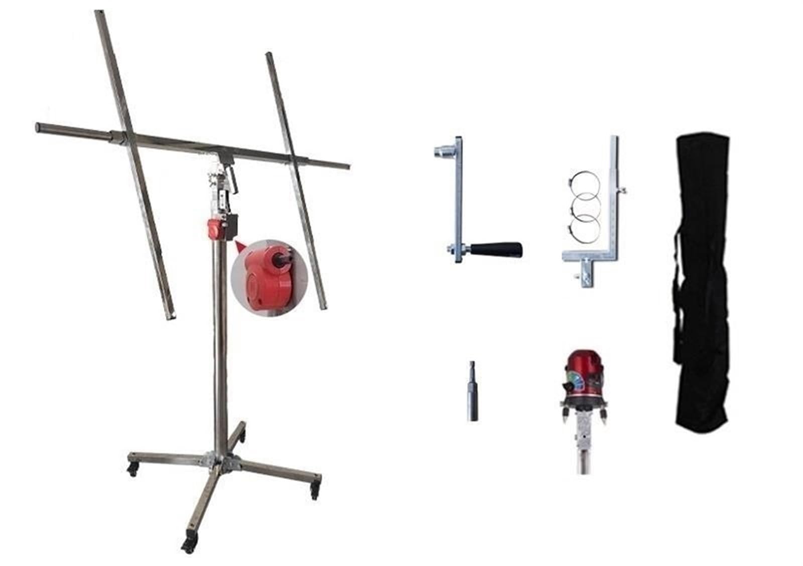 Woodworking Decoration Ceiling Tool, Gypsum Board Lift, Hand -Shaken Electric Punching 3-in-one Frame MINGPING(4.0m (Manual+Electric) 3uses)