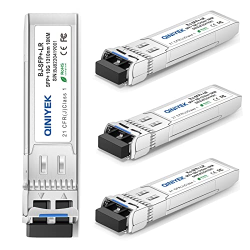 Image of 4Pack 10GBase-LR SFP+ Transceiver, 10G Singlemode SFP+ Duplex LC Module,Compatible for Cisco SFP-10G-LR, Ubiquiti UF-SM-10G,Meraki, Mikrotik, Supermicro, Netgear,SMF,1310nm,10~20km,DDM