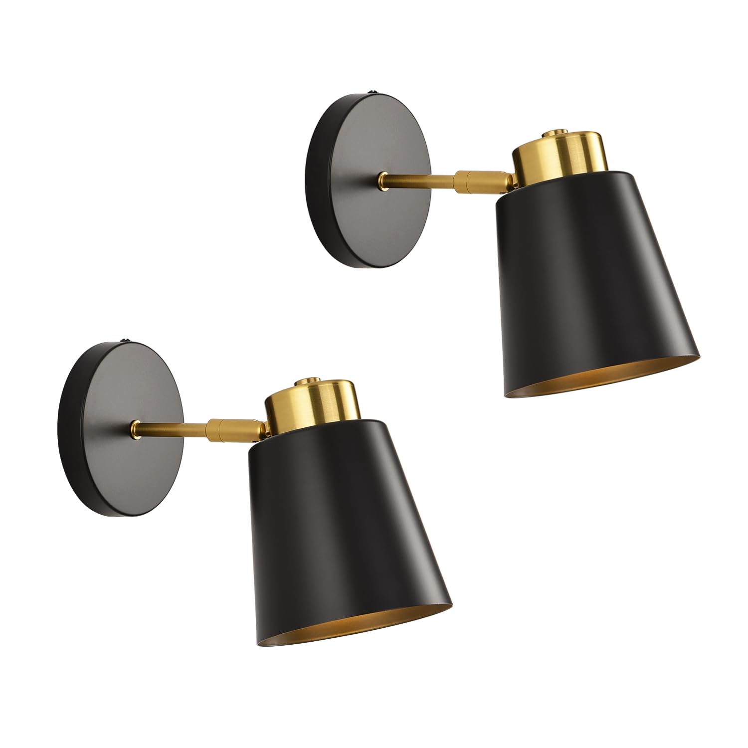 SHIWEIDA Rotatable Angle Black Wall Sconce Set of Two,Metal Vintage Dimmable Wall Sconces,Industrial Wall Lights for Bedroom Bedside Doorway