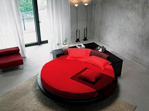 Scala Bedding 800TC 100% Egyptian Cotton Round Bed Fitted Sheet King 96" Diameter Solid Red