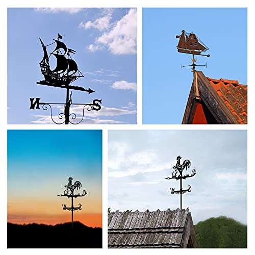 Superdant Rooster Wind Vane Rooftop Weather Vane Retro Metal Wind Direction Indicator Farm Scene Garden Art Decor For Roof Garden Patio Backyard Chicken Coop Barn Decorations #TOP6