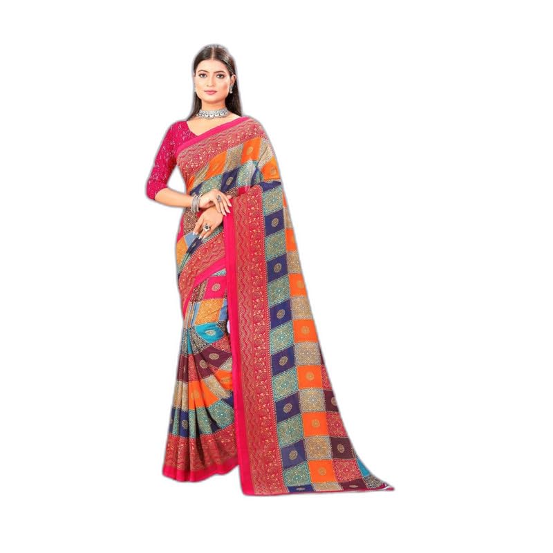 Printed Bollywood Georgette Saree for Women With Unsticted Blouse Peice (Multicolor) (A__VS_GR_1426)-image-37