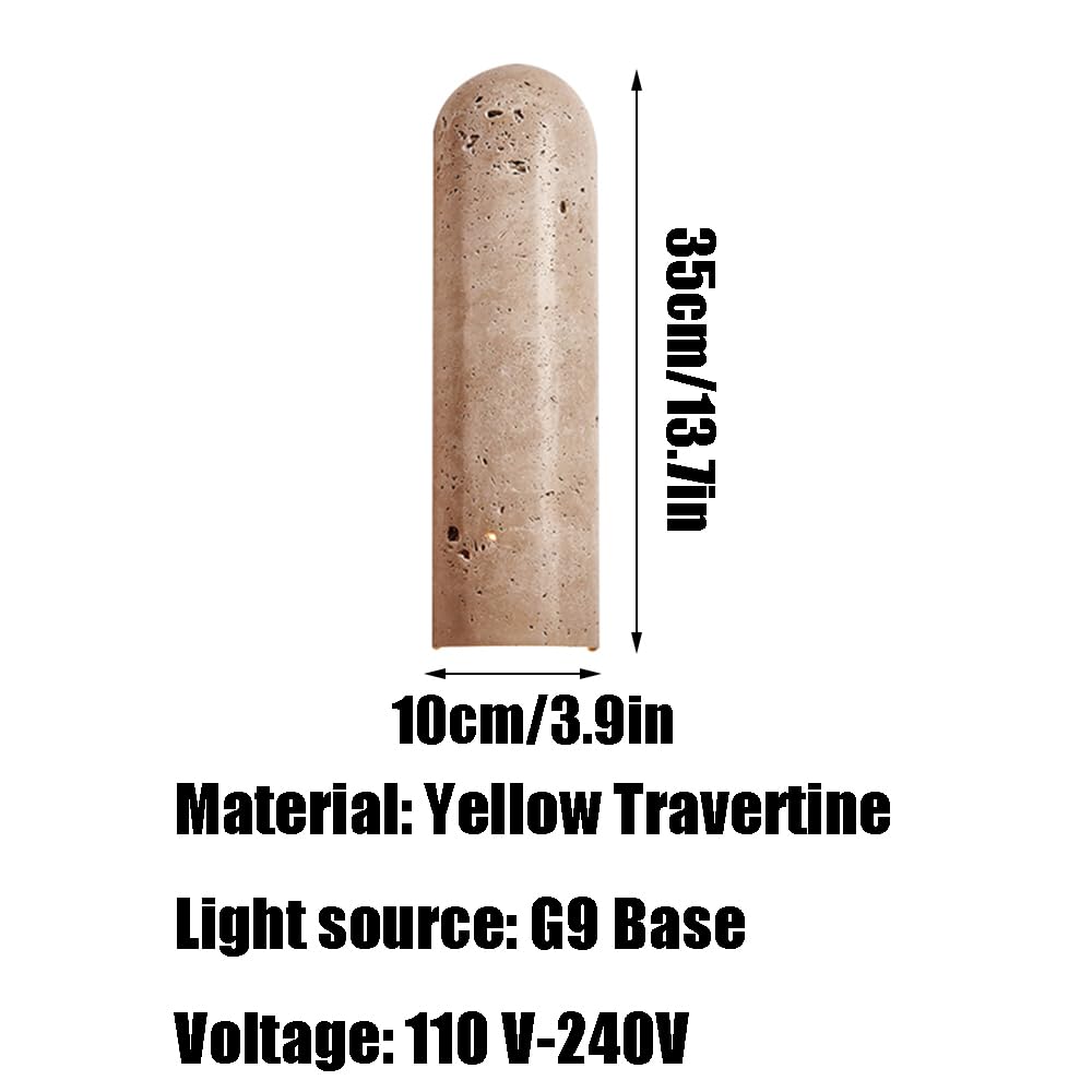 G9 Light Source Minimalist Wall, Industrial Style Yellow Travertine Lamp, Single Head Flush Mounted Sconce, Hallway Living Room Balcony Decoration Fixtures