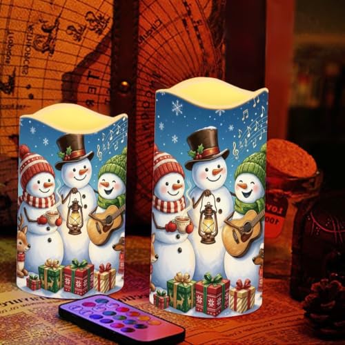 Image of Christmas Snowman Flameless Battery Operated Candles Set of 4