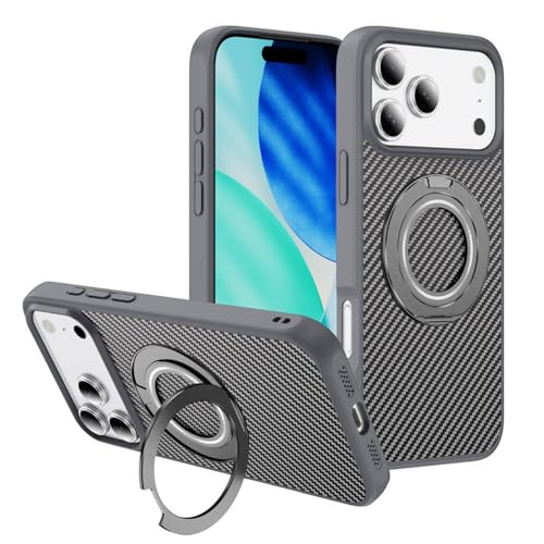 Étui carbone iPhone 17 Pro Max gris magnétique avec support
