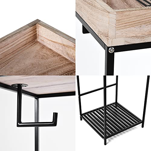 Pinkblue American Flag Tactical Duty Gear Rack With Gun Storage Drawer – Police Storage Shelf With Firearm Storage & Law Enforcement Organizer-Veterans &Police Gift (Wood Color-Customize) #TOP3