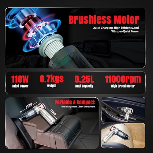 Image of Vacuum Cleaner for Home Use | 4 in 1 Cordless Vacuum Cleaner & Blower | Rechargeable 6000mAh | 3 Speed Suction Upto 18000PA | BLDC Motor | Home & Car Use | 2 Year Warranty