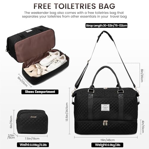 LOVEVOOK-Travel-Bag-Gym-Bag-Womens-Weekend-Overnight-Holdall-Duffel-Bag-with-Wash-Bag-Cabin-Hand-Luggage-Bag-with-Shoe-Compartment-Waterproof-Hospital-Bag-Maternity-Essentials-Carry-on-Bag-for-Easyjet