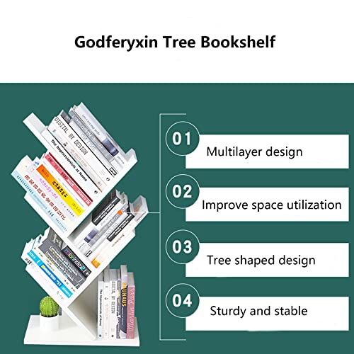 Godferyxin Bookshelf, 5-Tier Book Storage Organizer Shelves Floor Standing Bookcase, Wood Storage Rack For Office Home School Shelf Display For Cd/Magazine-White #TOP2