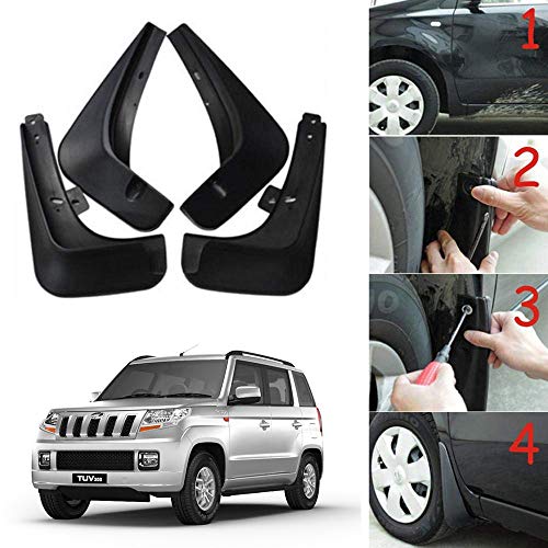 Image of Oshotto (O.E.M Fitting Cup Type) Mud Flap /Splash Guard Compatible with Mahindra TUV-300 (Set of 4)