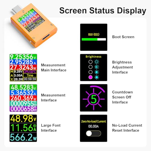 Image of Serplex USB-C Power Meter Tester, Digital Charger & Cable Tester with Color Display, Voltage /Current /Watt Monitor, Universal PD 3.2 50V Fast-Charging Analyzer for USB-C Chargers & Power Banks